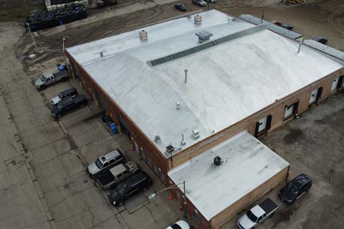 Commercial warehouse arial view