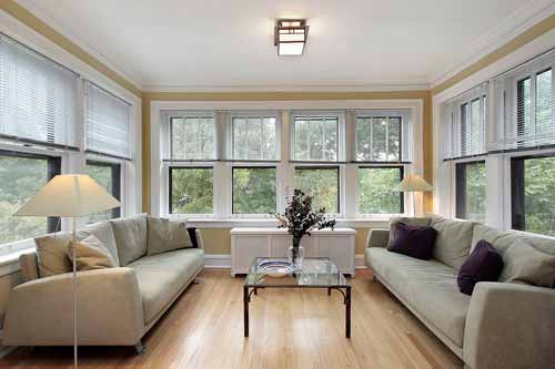 Living room view with large windows